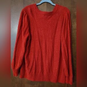 Liz Claiborne Sparkly Red Crew Neck Sweater